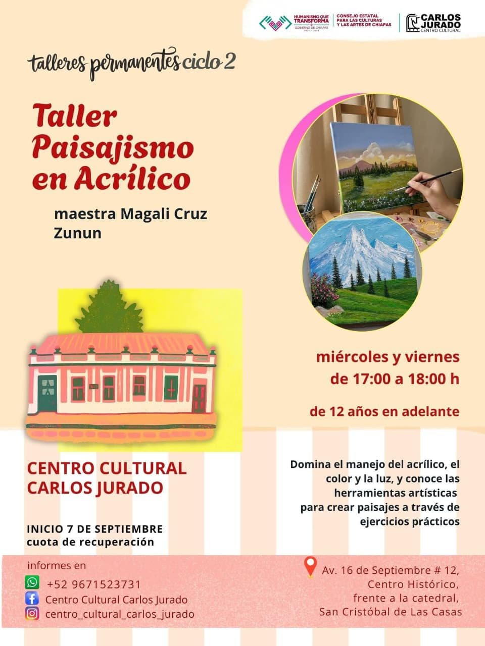 Material visual del evento Taller Paisajismo en Acrílico.