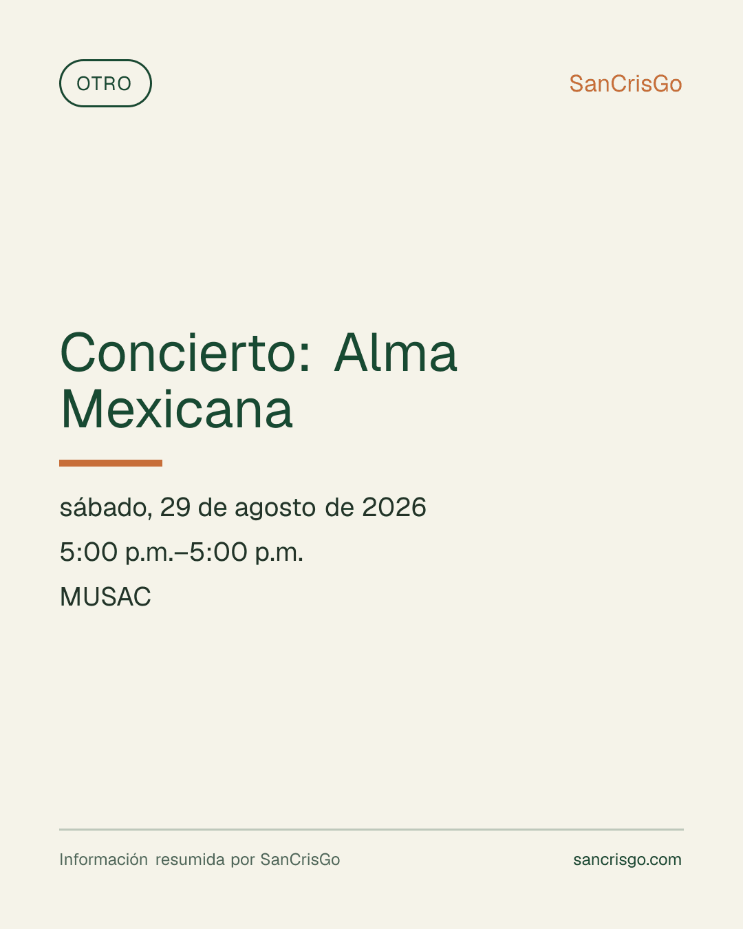 Material visual del evento Concierto: Alma Mexicana.