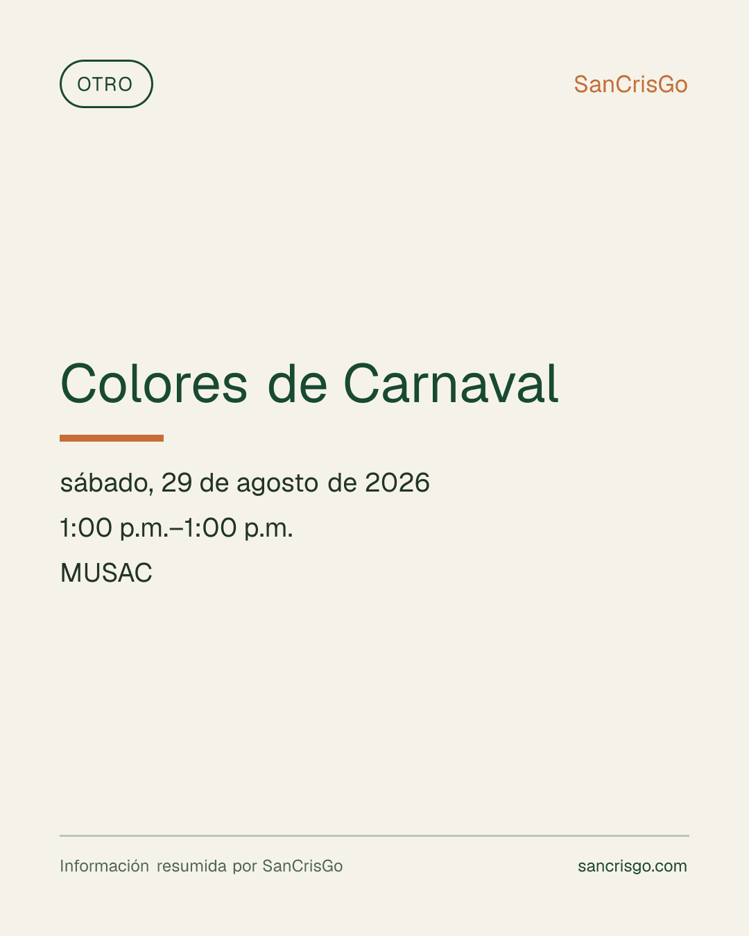 Material visual del evento Colores de Carnaval.