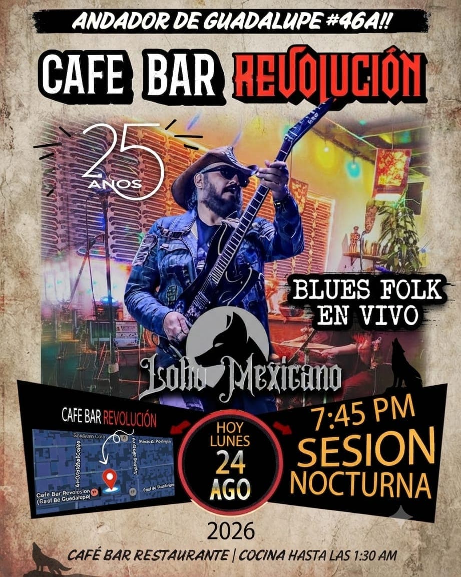 Material visual del evento Blues Folk en Vivo en Café Bar Revolución.
