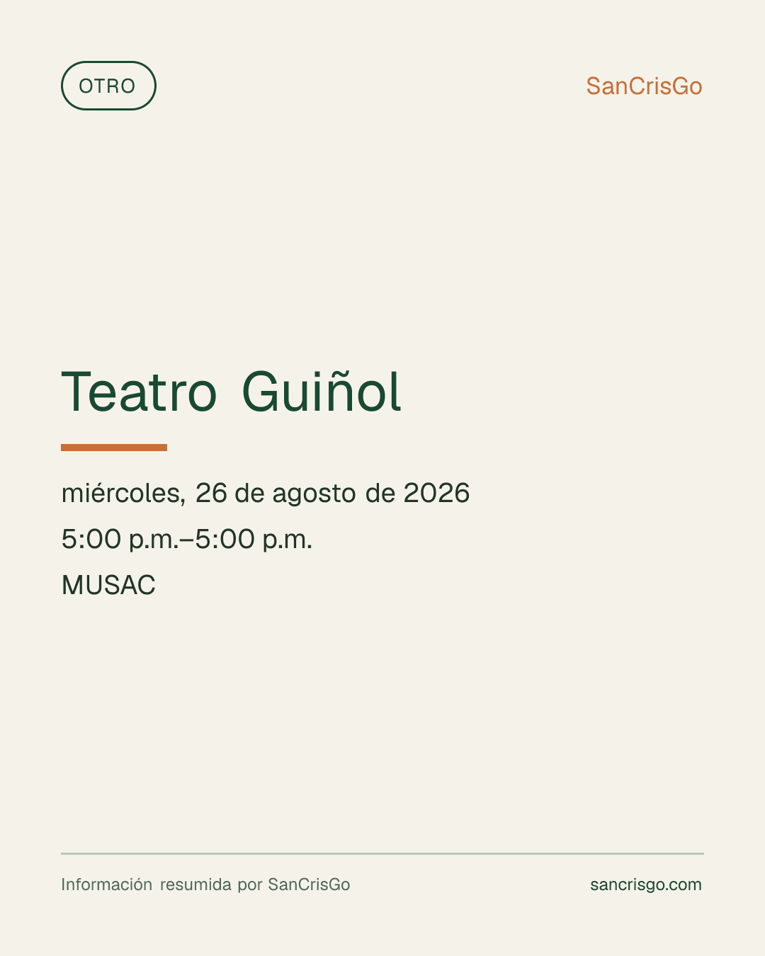 Material visual del evento Teatro Guiñol.